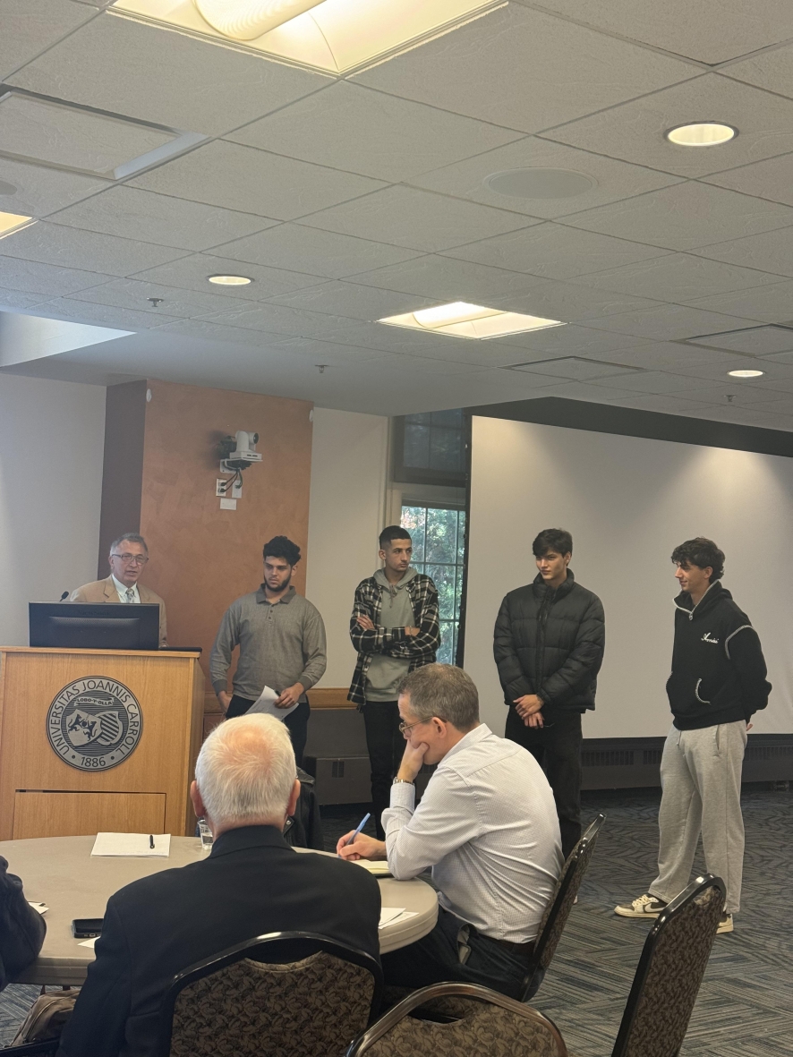 students on the stage