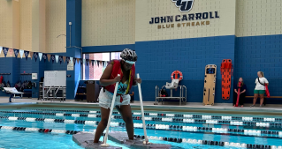 JCU student participating in Walking on Water challenge