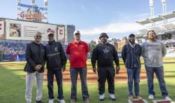 John Paul Robinson with other MLB Grant recipients at a Cleveland Guardians game on Memorial Day 2025. 