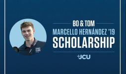 Sam Herr ’26 recipient of the Bo & Tom – Marcello A. Hernández ’19 Scholarship at John Carroll University.